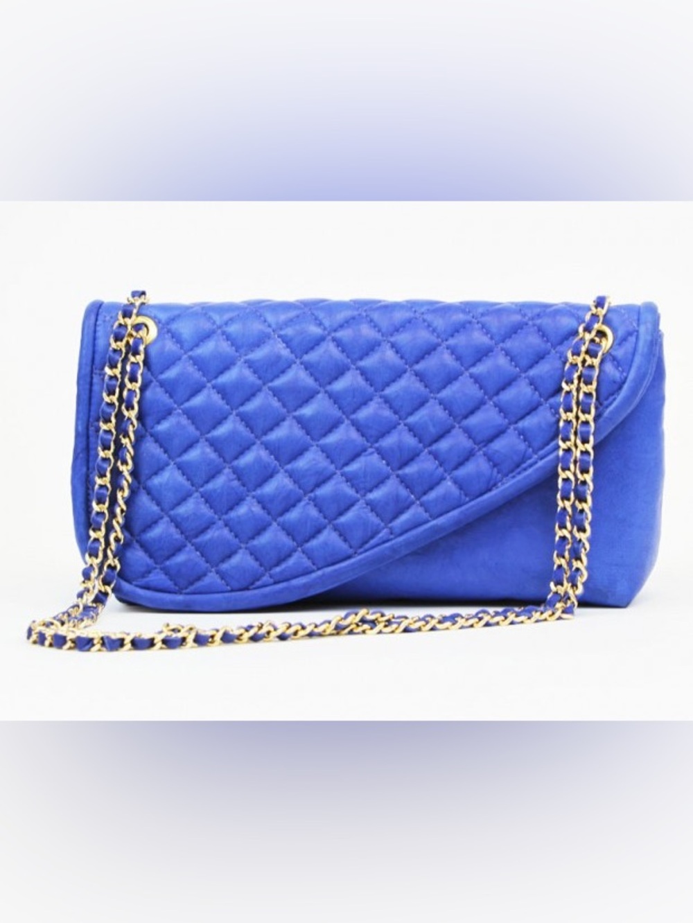 Quilted Royal Blue Chain Shoulder Crossbody Bag